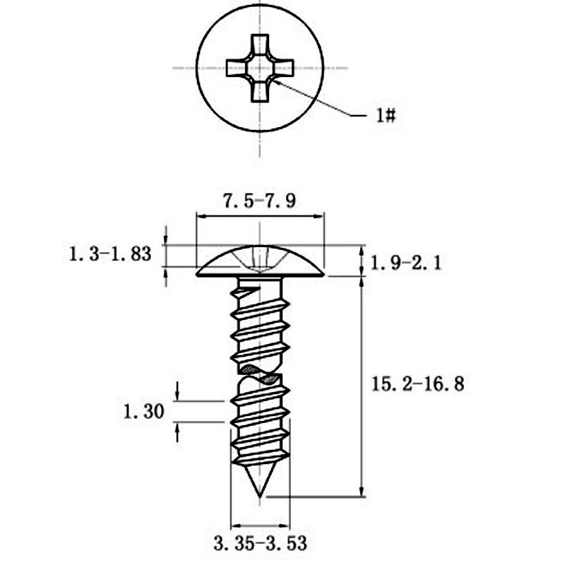 Stainless Steel Cross Big Head Self-tapping Screw Mushroom-shaped Haircut Round Head