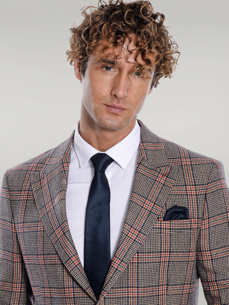 Checked Navy Blue Men Blazer - Wessi