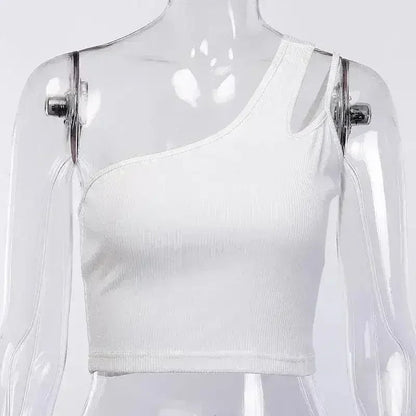 Glamaker One-Shoulder Drawstring Crop Top - Sexy Bodycon