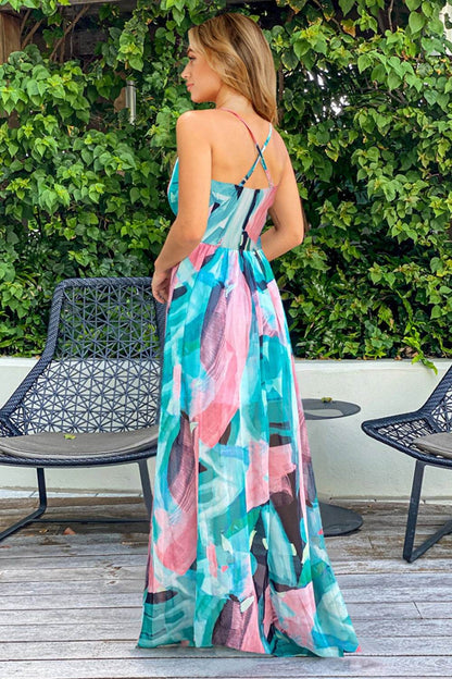 Crisscross Printed Surplice Cami Dress For Women