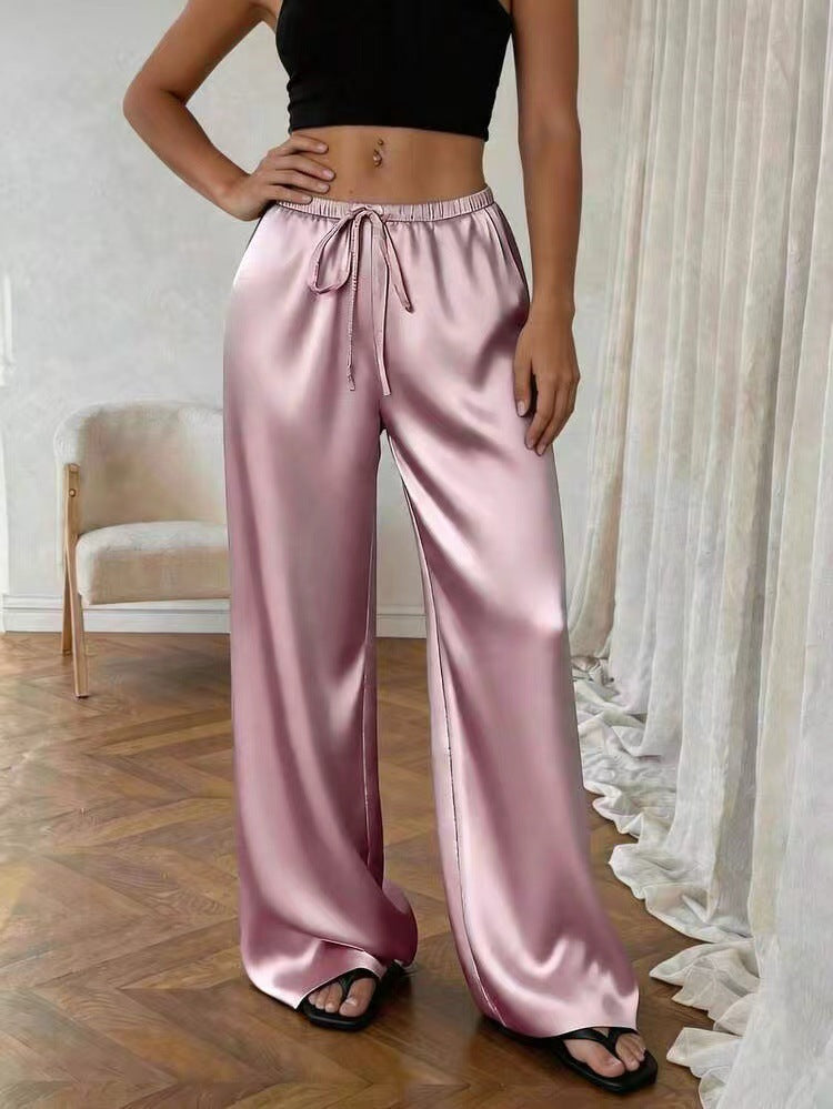 Relaxed stretch acetate wide-leg women&