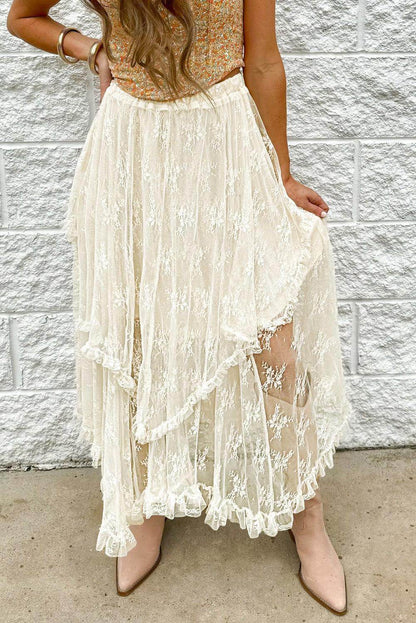 Lace Tiered Midi Skirt for Elegant Summer Outfits