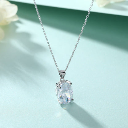 Oval Gem Pendant Necklace Women&