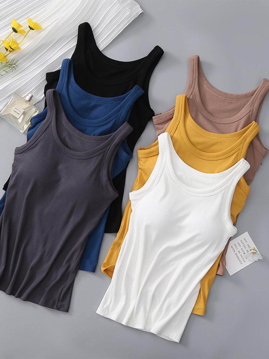 Round Neck Tank with Bra for Everyday Comfort Wear