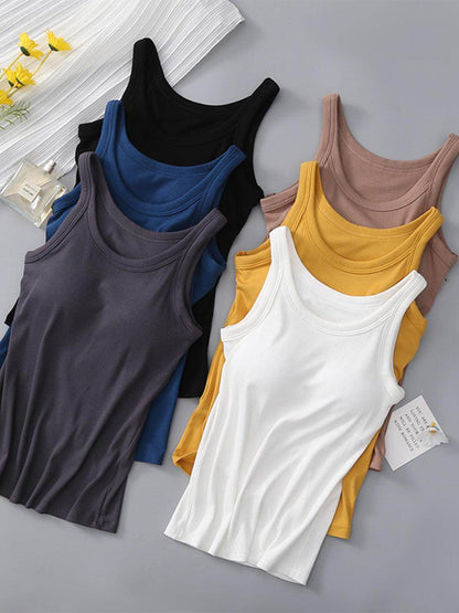 Round Neck Tank with Bra for Everyday Comfort Wear