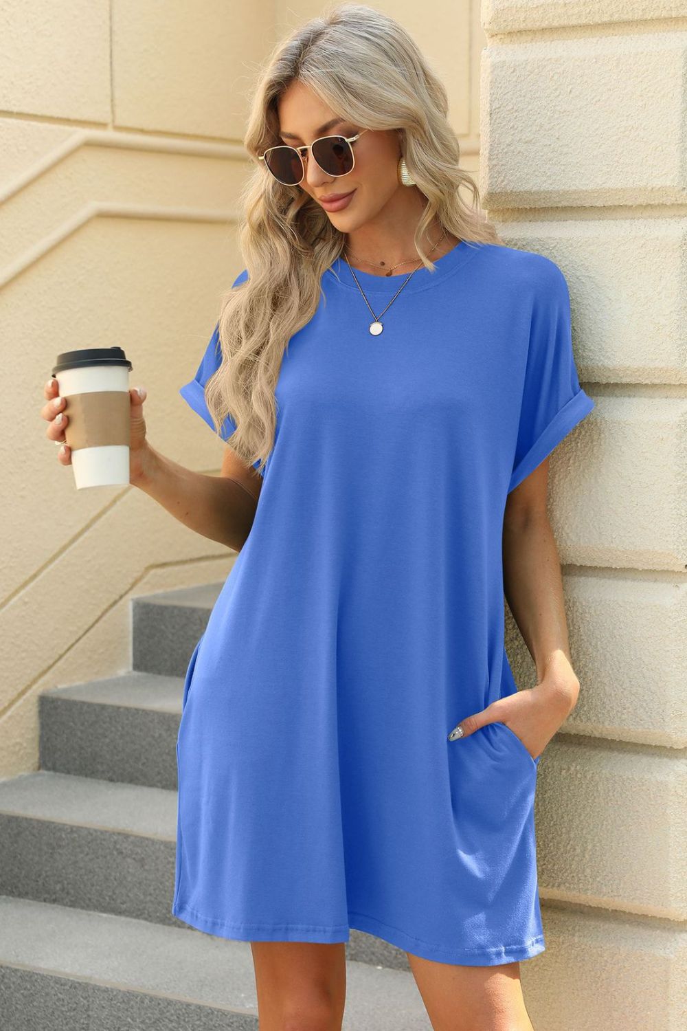 Short Sleeve Mini Dress with Pockets Casual &amp; Stylish Everyday Wear