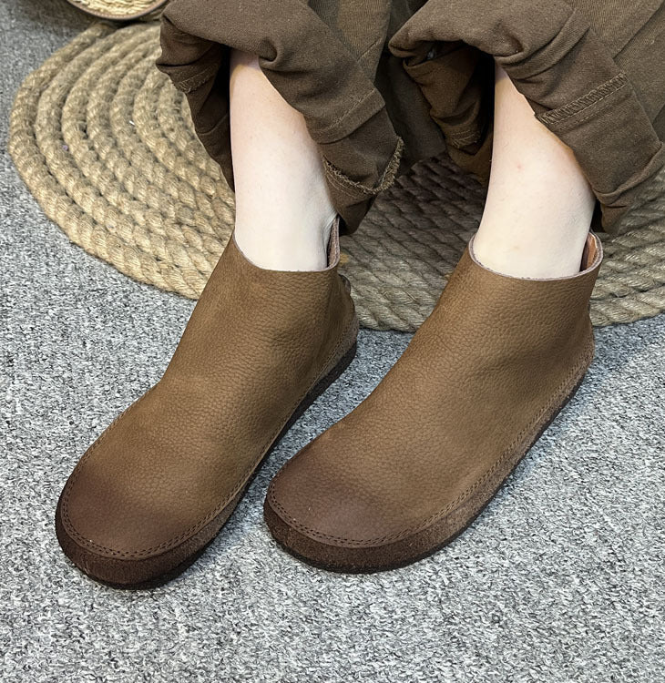 Leather Short Boots Women&