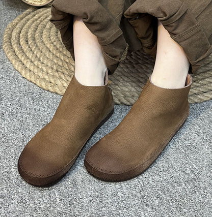 Leather Short Boots Women&