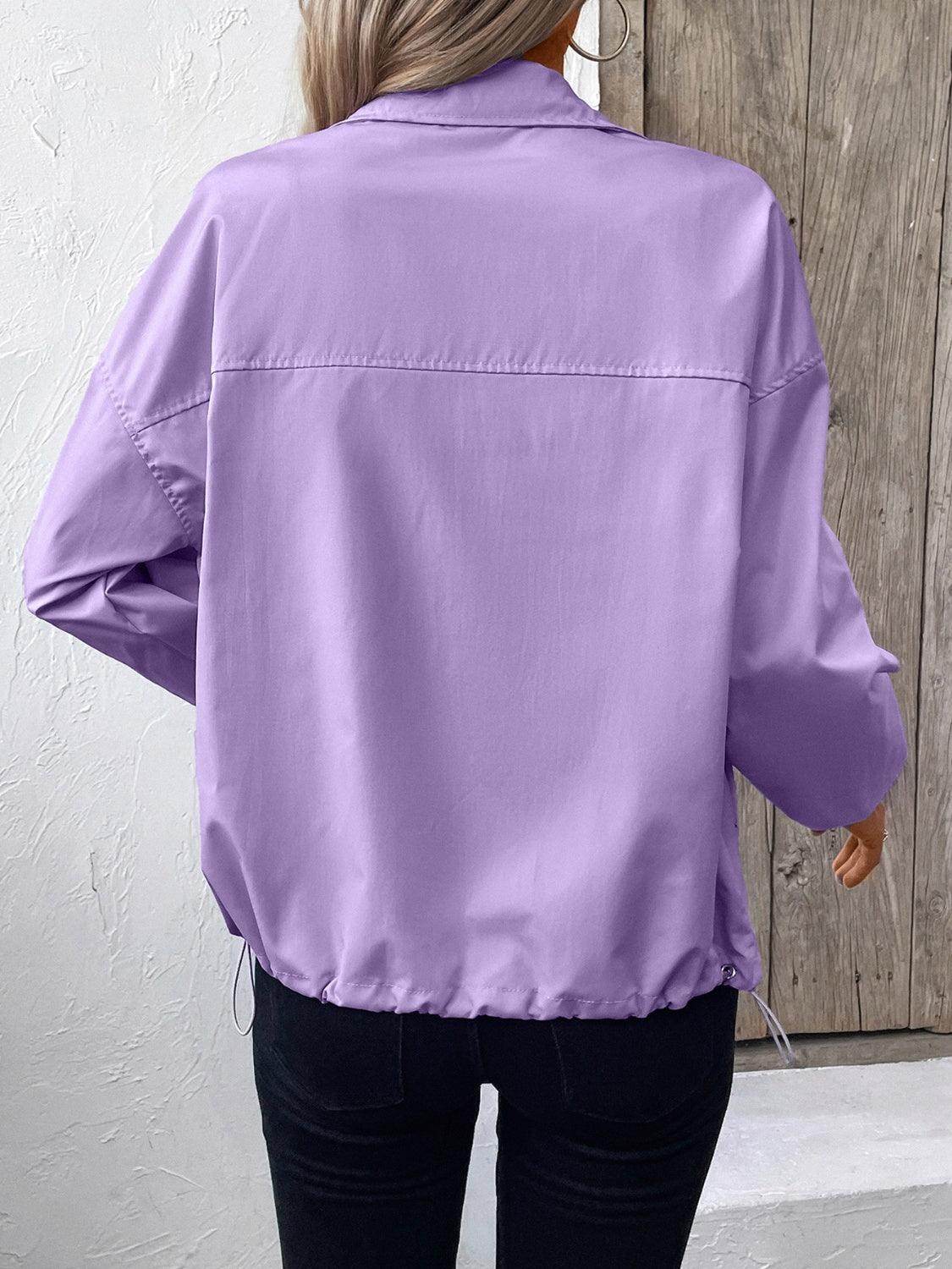 Ivy Lane Pocketed Zip Up Long Sleeve Jacket for Women