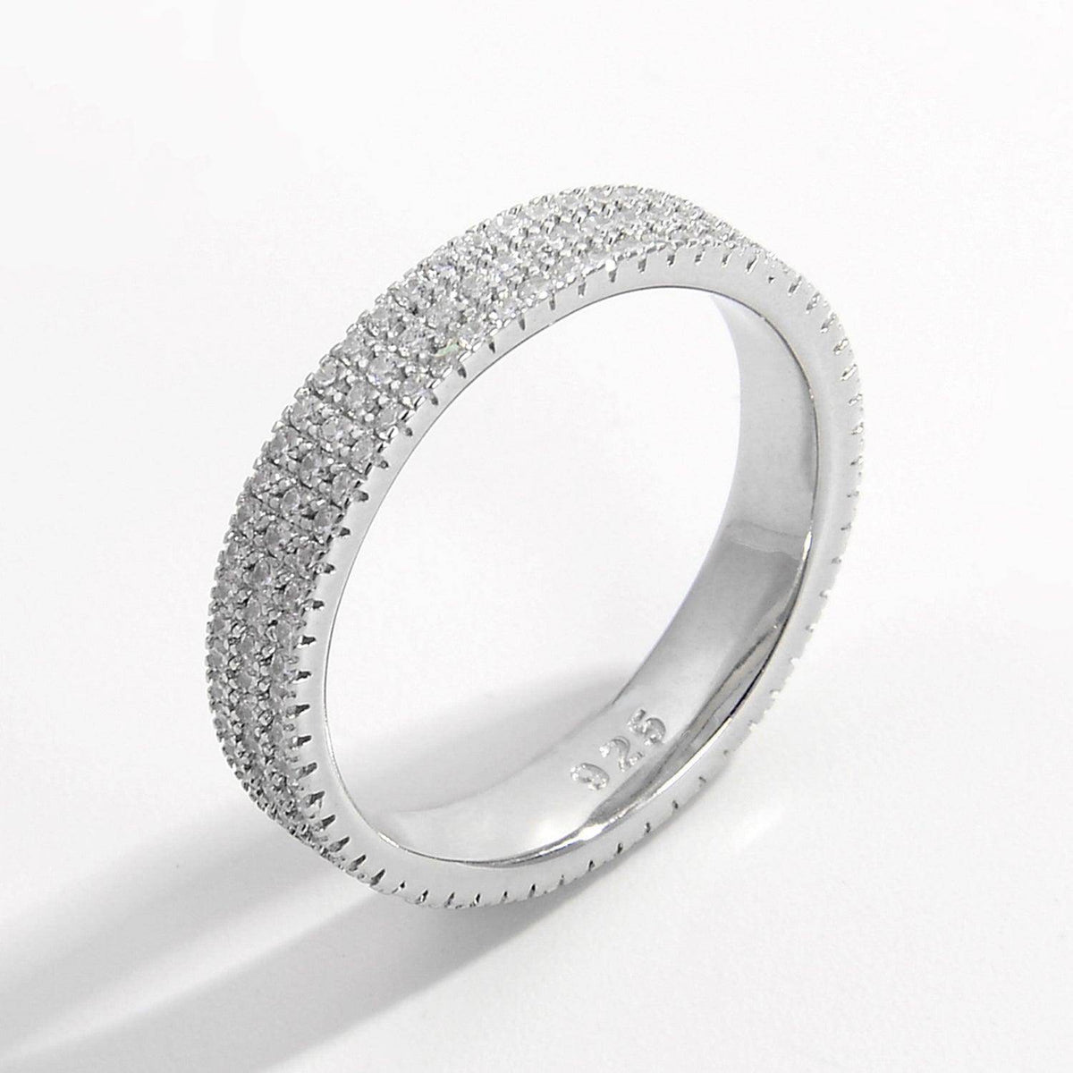 Inlaid Zircon 925 Sterling Silver Ring for Elegant Style
