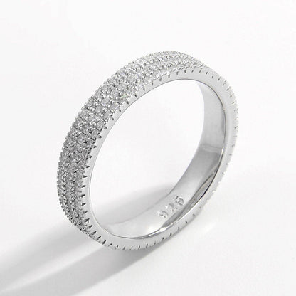 Inlaid Zircon 925 Sterling Silver Ring for Elegant Style