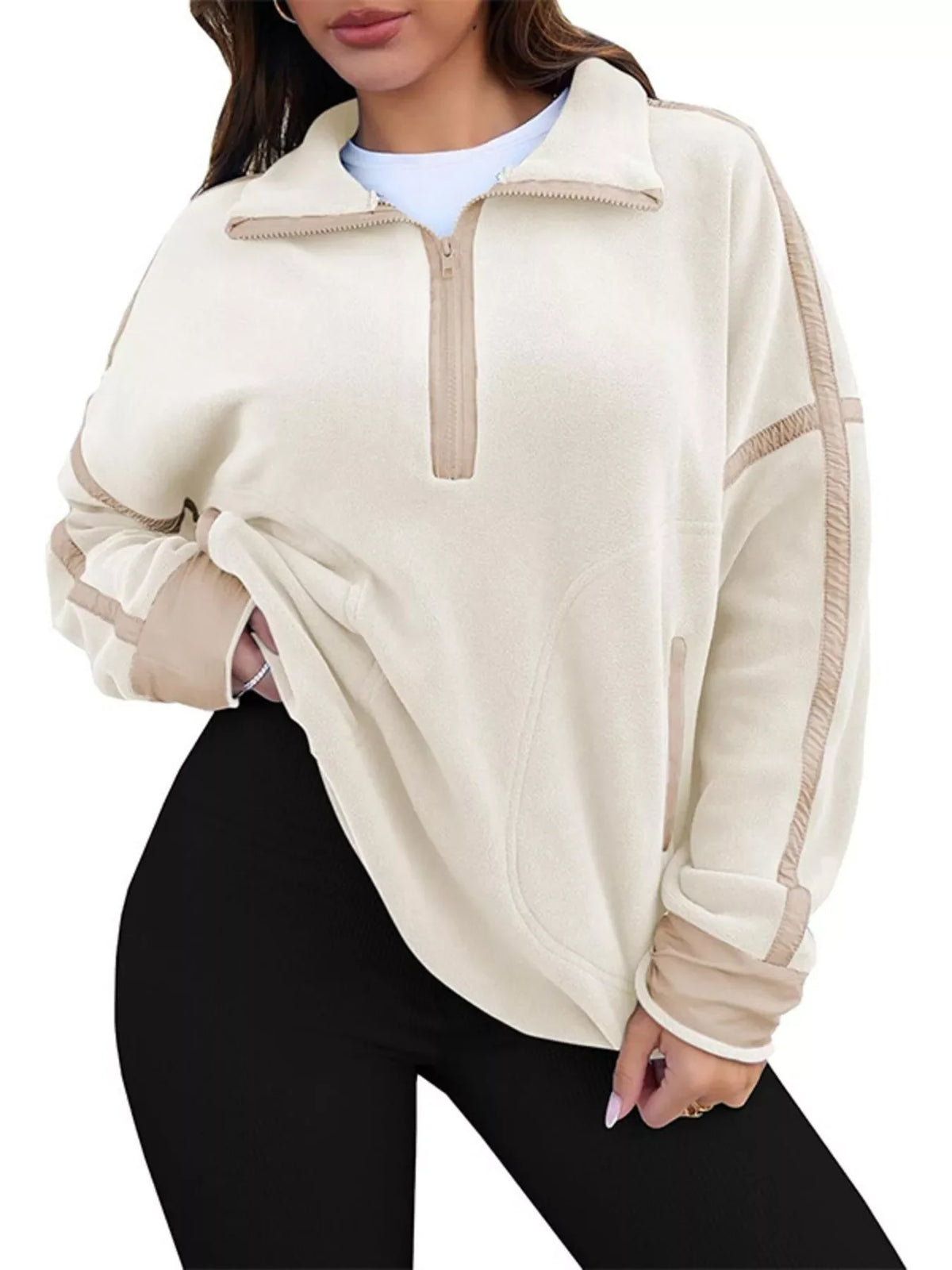 Half Zip Dropped Shoulder Sweatshirt
