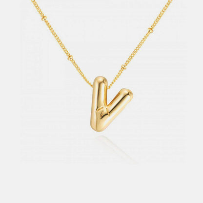 Gold-Plated Bubble Initial Necklace for Personalized Style