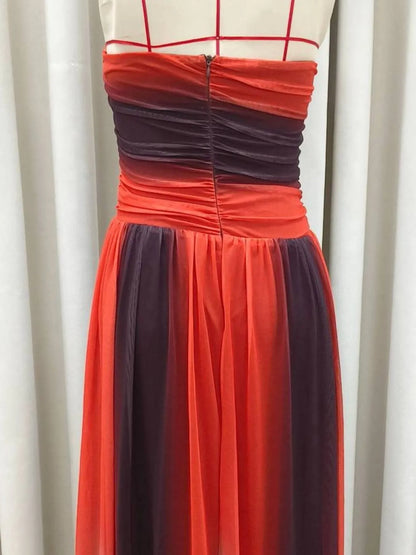 Strapless Cut-Out Rainbow Gradient Maxi Dress