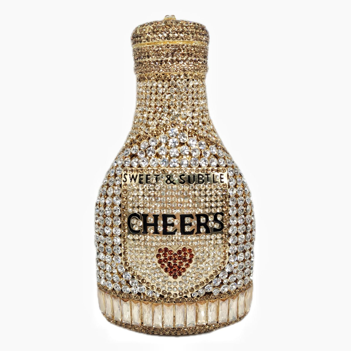 Champagne Bottle Rhinestone Evening Clutch Women&
