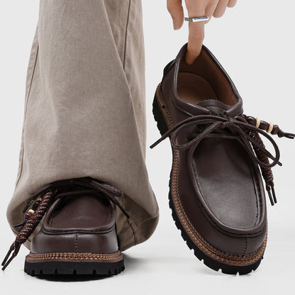 Workwear Fashion Xu-style Lace-up Edgy And Handsome Mens Shoes