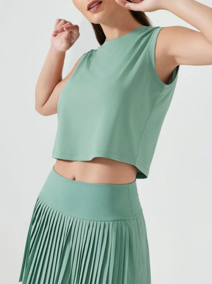 Millennia Round Neck Cropped Active Tank