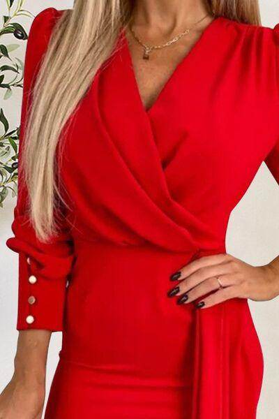 Surplice Lantern Sleeve Mini Dress for Stylish Occasions