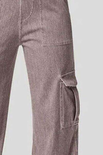 High Waist Straight Leg Cargo Jeans for Modern Style