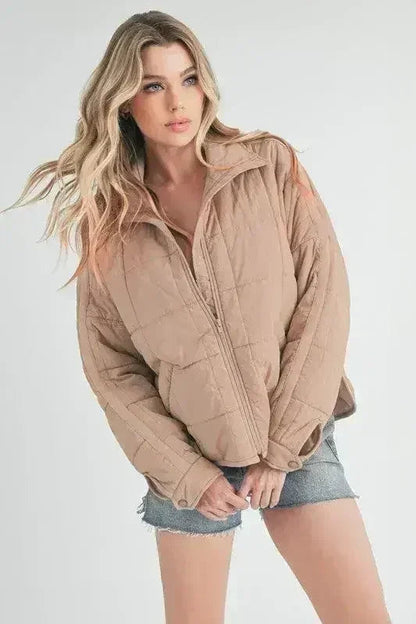 Aemi + Co Quilted Zip Up Puffer Jacket