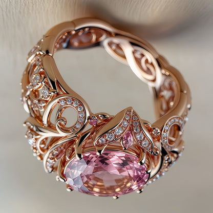 Niche Minimalist Copper Ring With Zircon Inlay