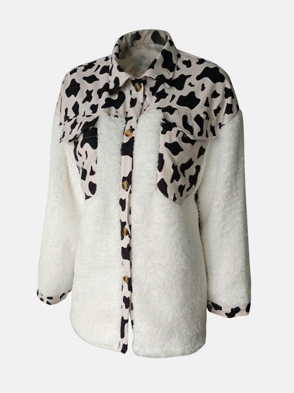 Fuzzy Button Up Long Sleeve Jacket for Cozy Style