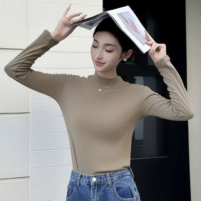 Versatile Double-Sided Brushed Knit Long-Sleeve Top