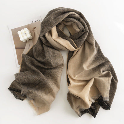 Herringbone Pattern Monochrome Artificial Cashmere Scarf Women&