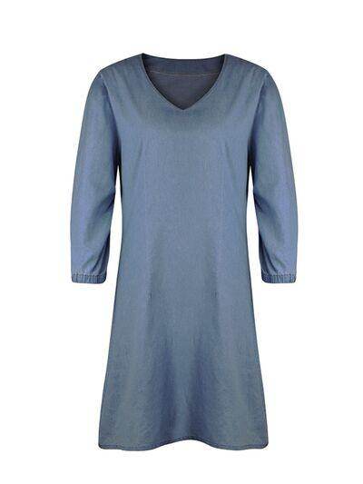 Full Size V-Neck Half Sleeve Dress for Everyday Wear