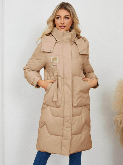 Long Sleeve Longline Hooded Winter Coat for Women