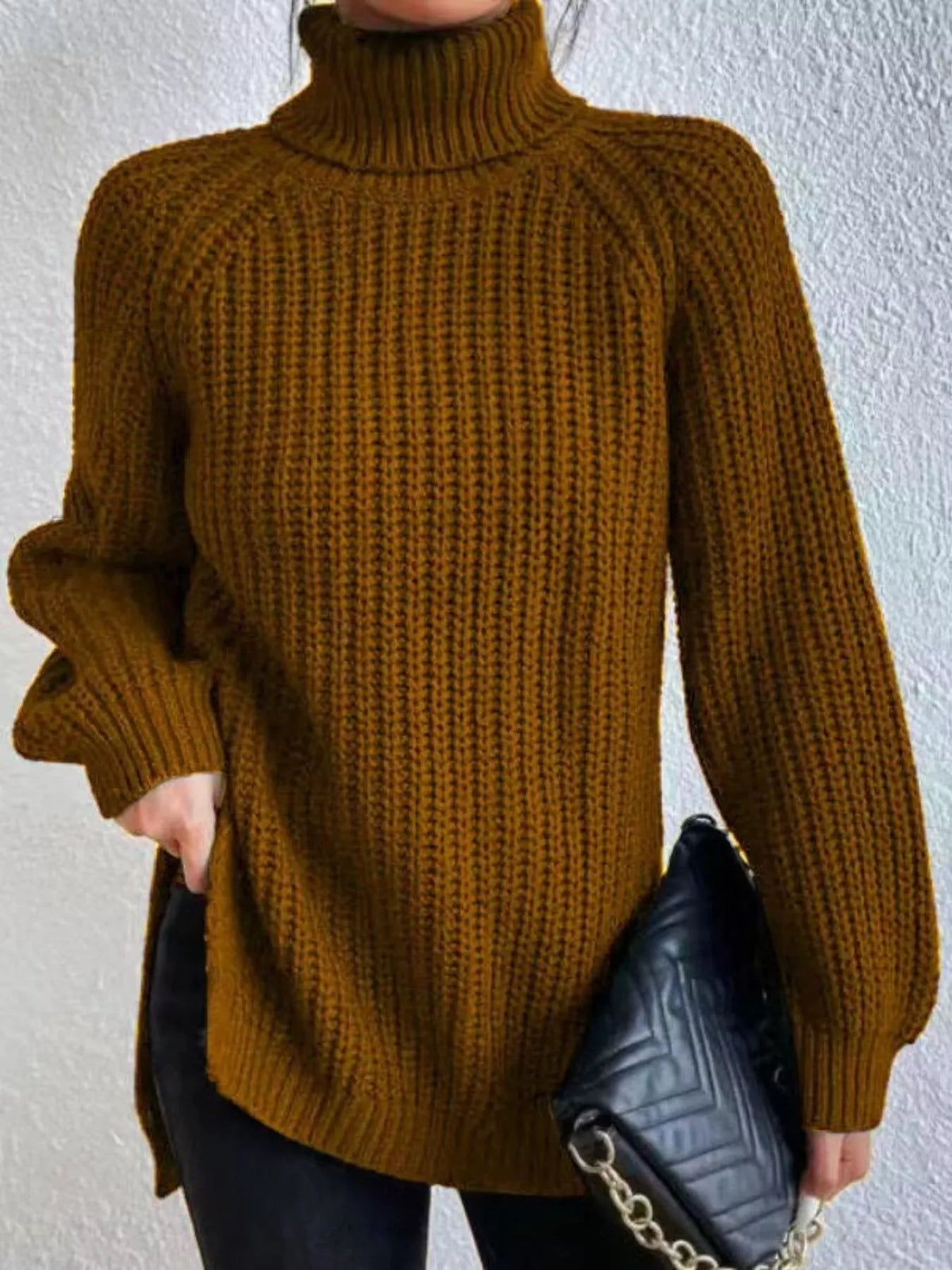Full Size Turtleneck Long Sleeve Sweater Plus Size