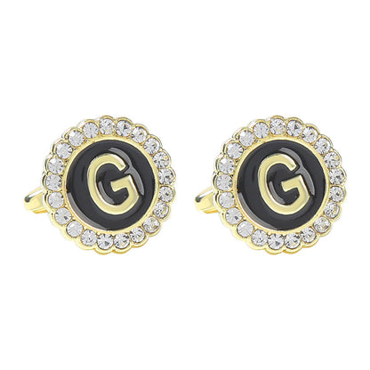 Round Diamond French Cufflinks Men&