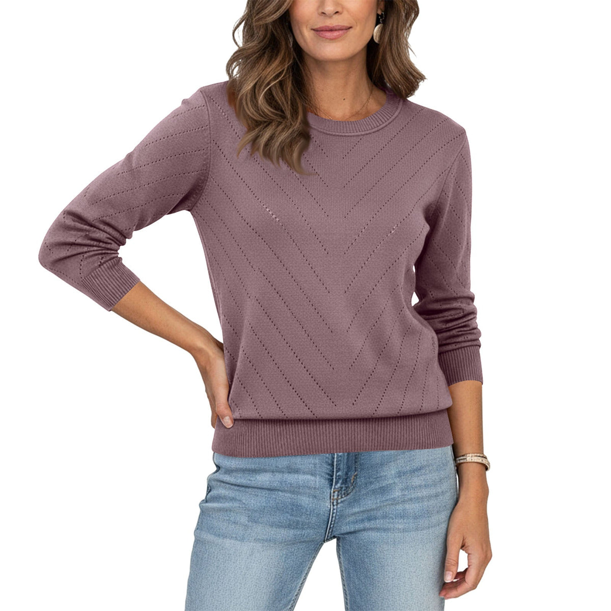 2026 European And American Amazon Autumn And Winter New Foreign Trade Fashion Pullover Sweater Round Neck Long Sleeve Comfortable Knitwear Women&