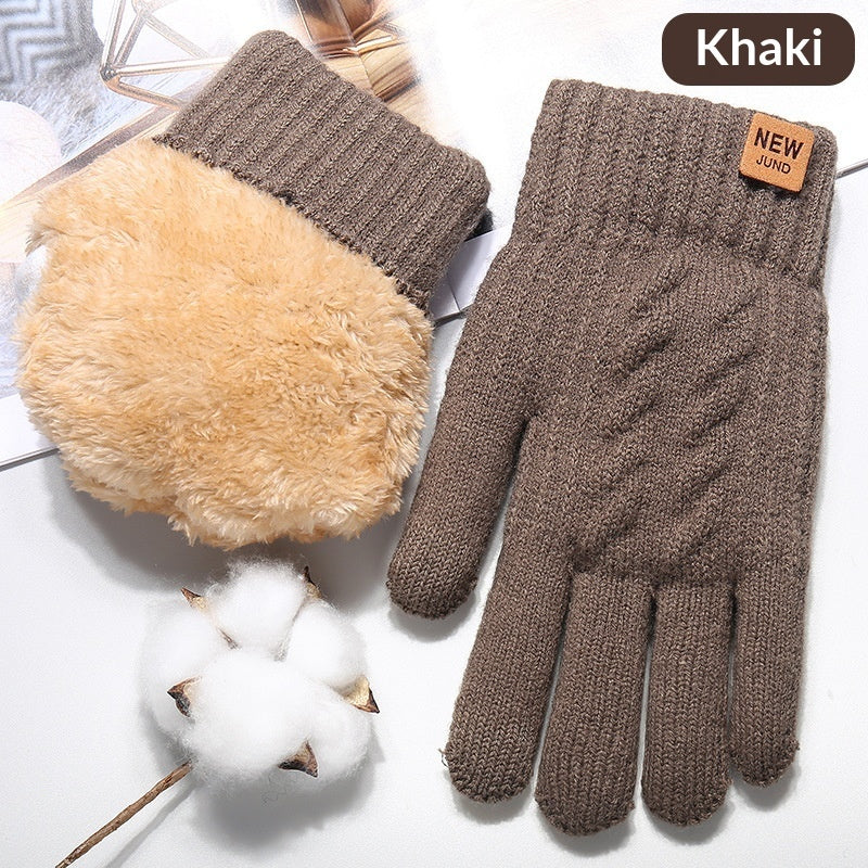 Autumn And Winter Touchscreen Gloves For Men With Fleece Lining