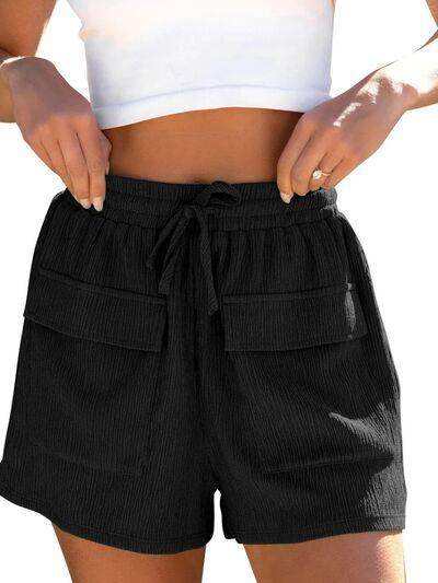 Drawstring High Waist Shorts with Pockets for Women