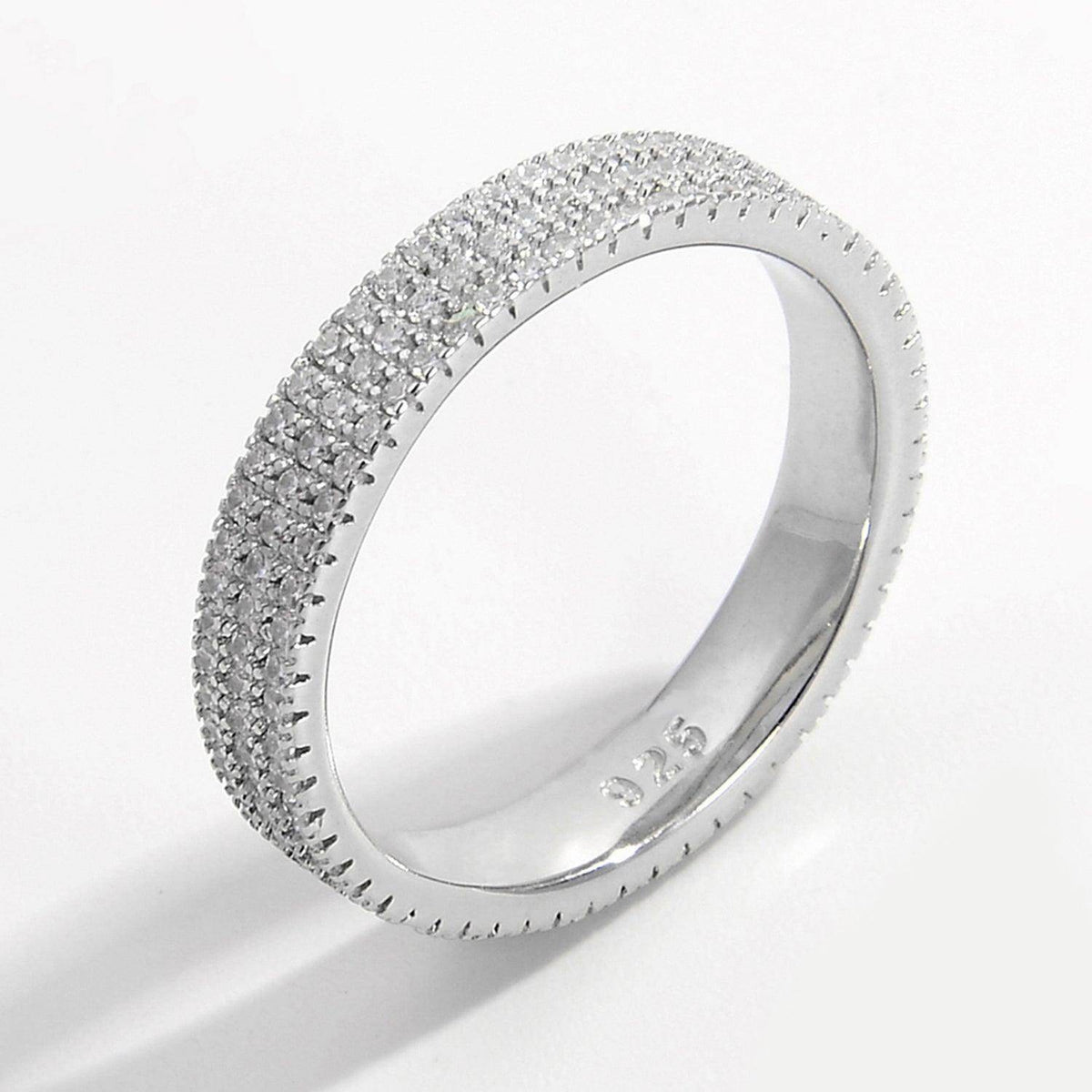 Inlaid Zircon 925 Sterling Silver Ring for Elegant Style