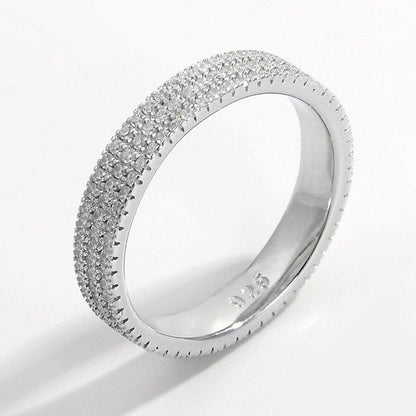Inlaid Zircon 925 Sterling Silver Ring for Elegant Style
