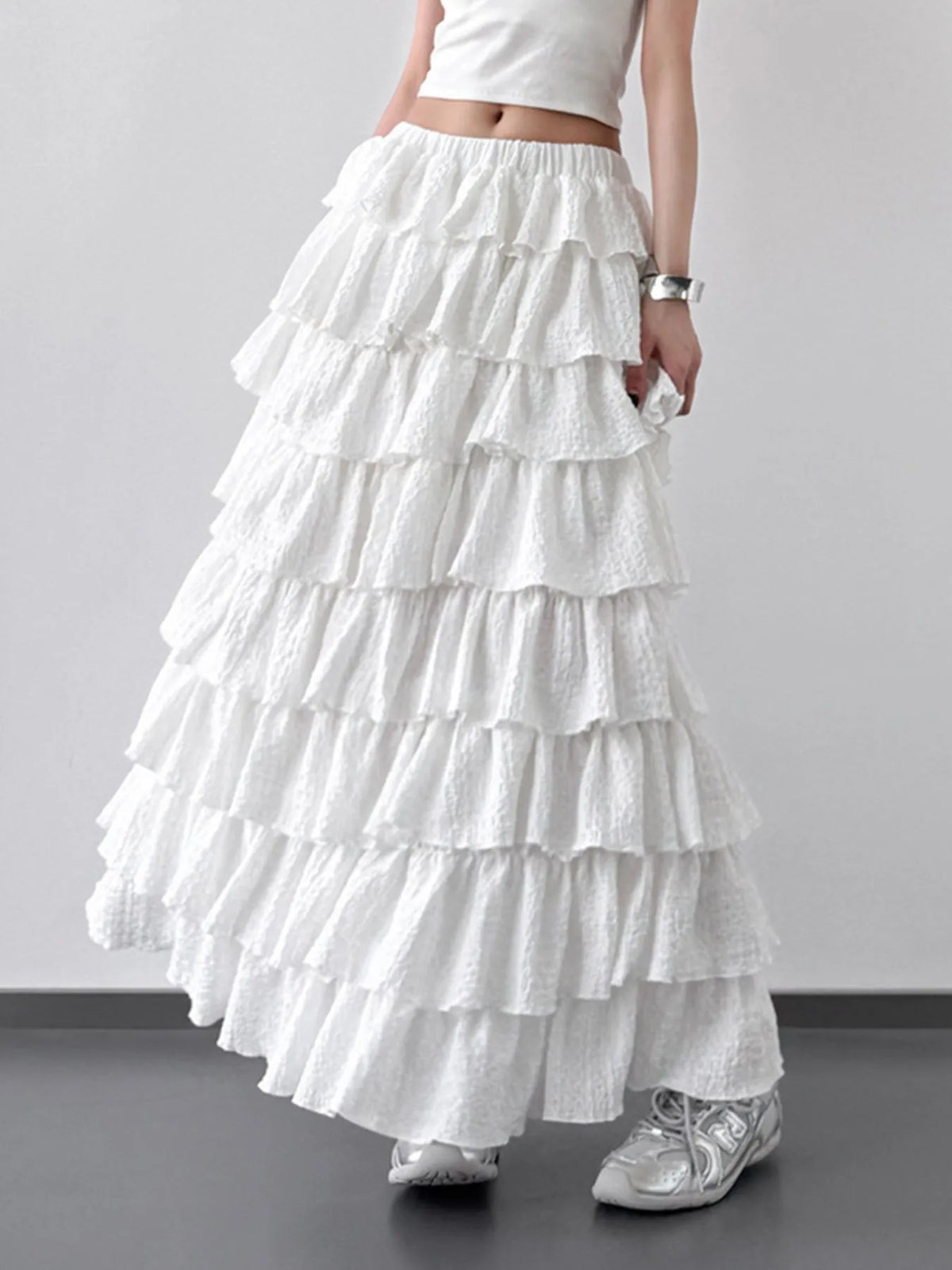 Ruffle Layered Maxi Skirt