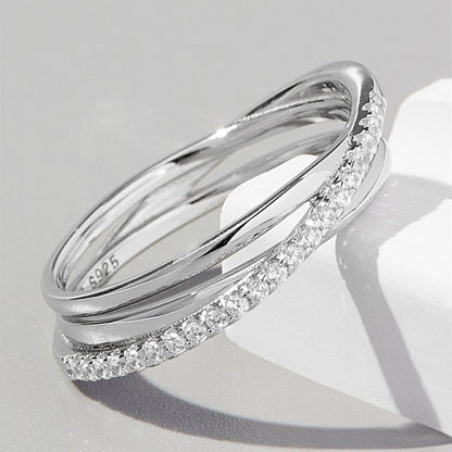 Inlaid Zircon 925 Sterling Silver Ring for Elegant Style