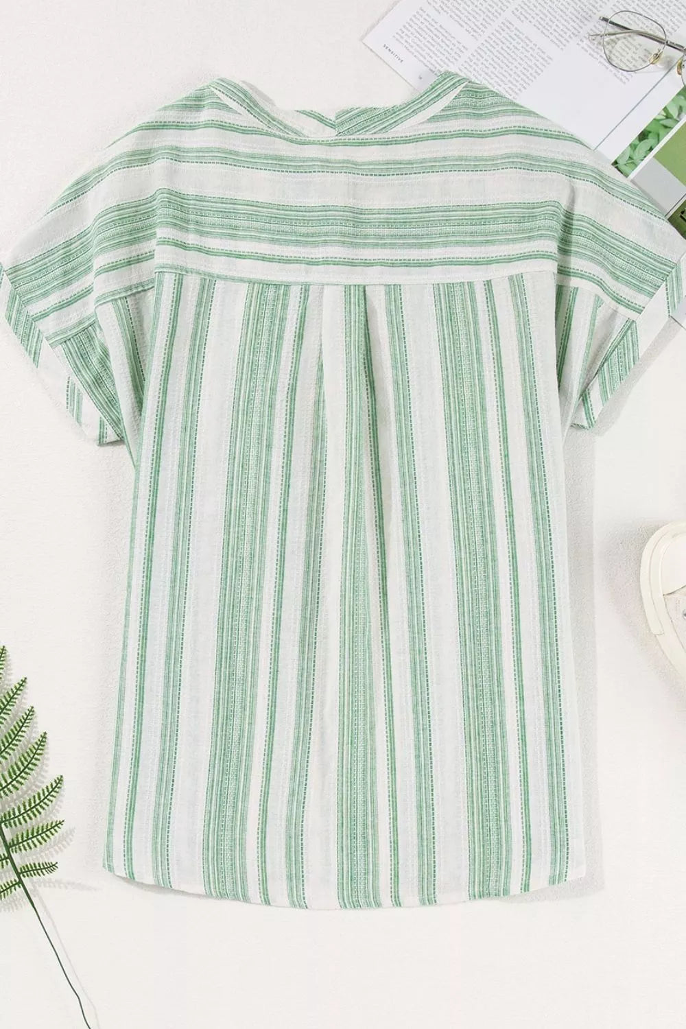 Breathable Gauze Half Button Short Sleeve Casual Blouse