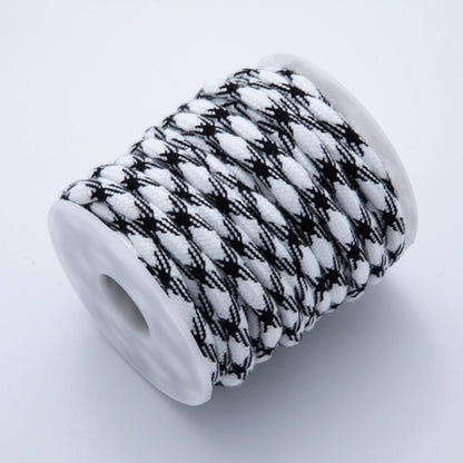 5mm Black-White Braided Summer Sport Cord Necklace Bracelet Finding by Yard | Roll-1633