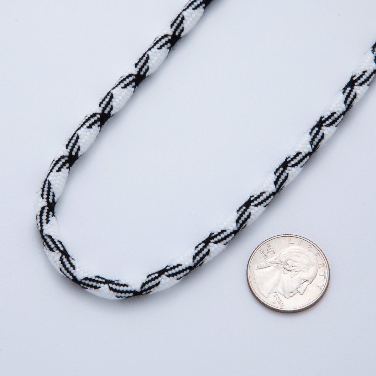 5mm Black-White Braided Summer Sport Cord Necklace Bracelet Finding by Yard | Roll-1633