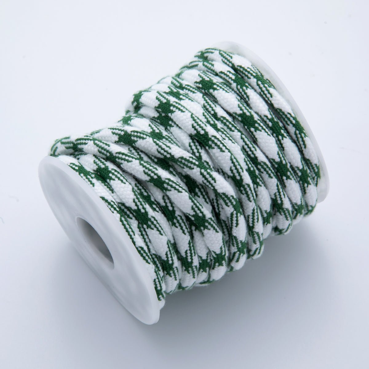 5mm Dark Green-White Braided Summer Sport Cotton Cord Paracord Unfinished Chain by Yard | Roll-01635