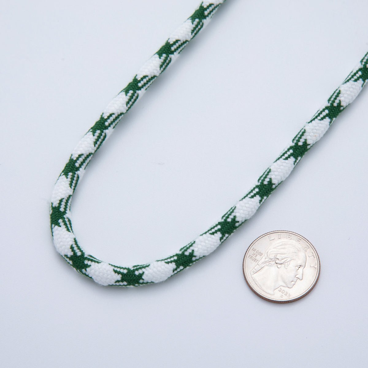5mm Dark Green-White Braided Summer Sport Cotton Cord Paracord Unfinished Chain by Yard | Roll-01635