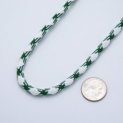5mm Dark Green-White Braided Summer Sport Cotton Cord Paracord Unfinished Chain by Yard | Roll-01635