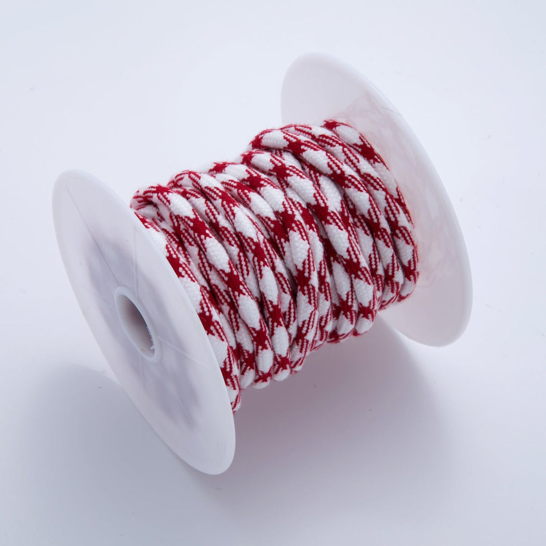 5mm Dark Red-White Braided Summer Sport Cotton Paracord Cord Necklace Bracelet Finding by Yard | Roll-01626