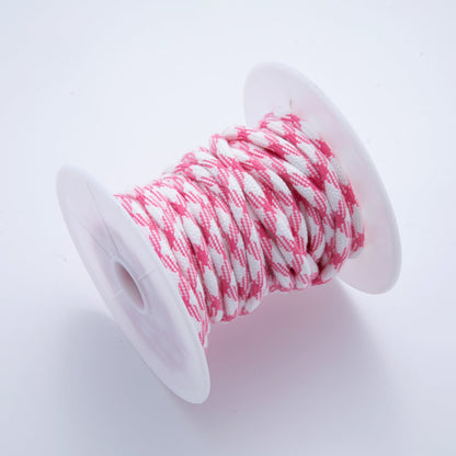 5mm Pink-White Braided Summer Sport Cord Necklace Bracelet Finding by Yard | Roll-1629