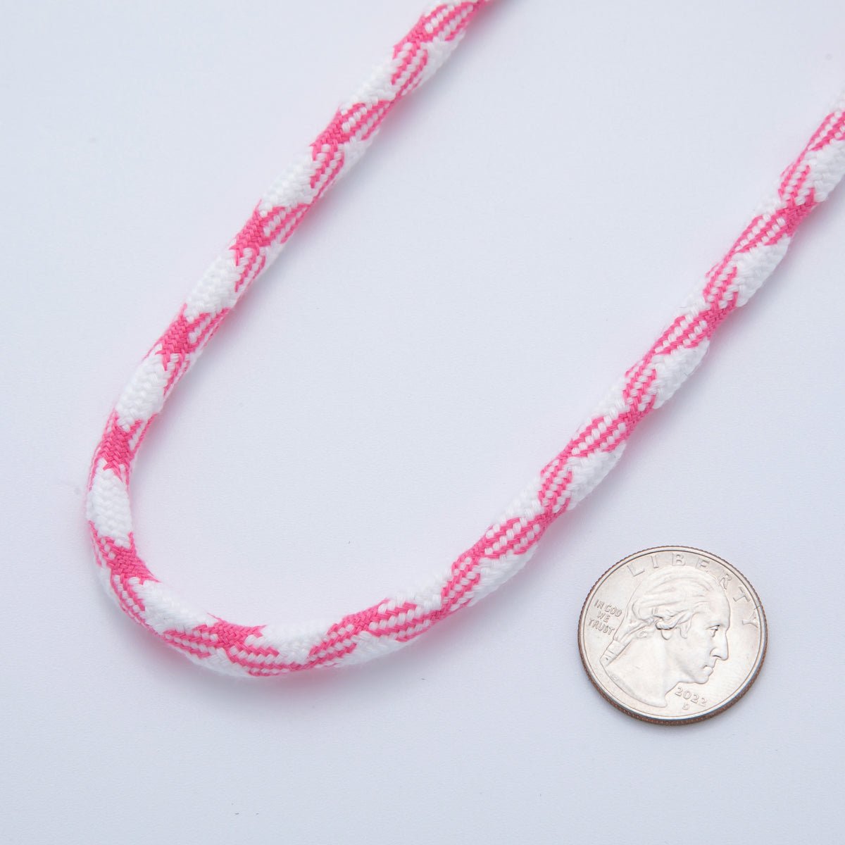 5mm Pink-White Braided Summer Sport Cord Necklace Bracelet Finding by Yard | Roll-1629