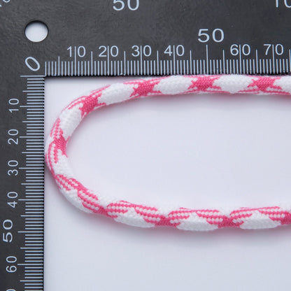 5mm Pink-White Braided Summer Sport Cord Necklace Bracelet Finding by Yard | Roll-1629