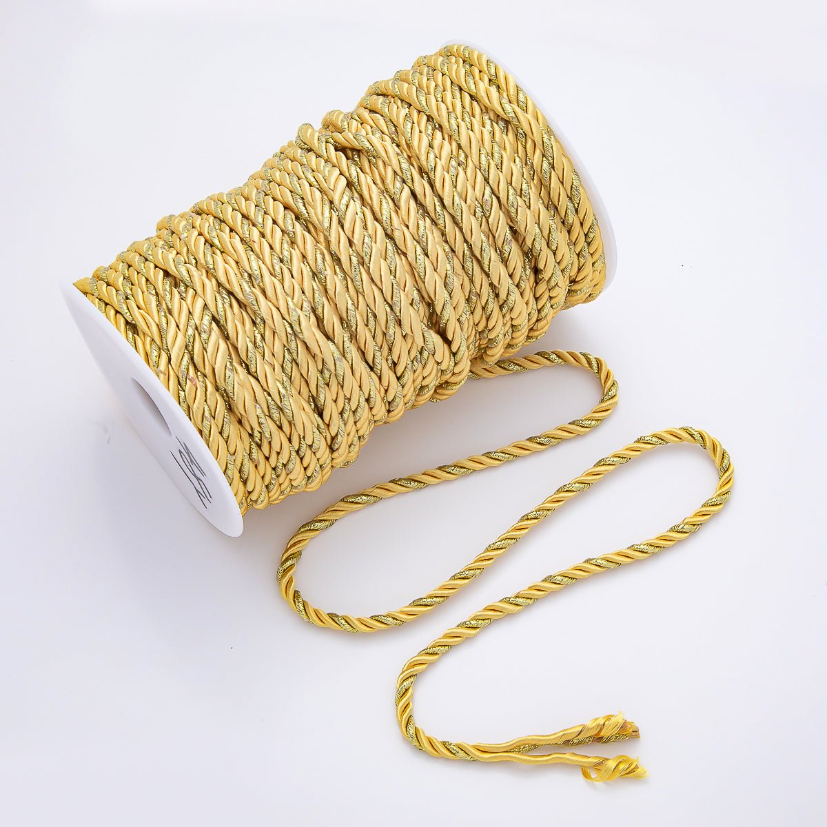 5mm Yellow Gold Twisted Summer Sport Cotton Fabric Paracord Unfinished Chain by Yard | Roll-01876